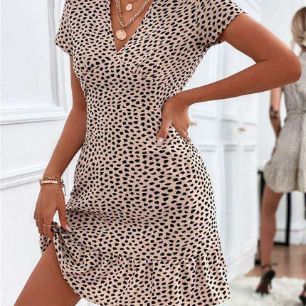 Charming V-Neck Printed Swing Dress for Women - Très Elite