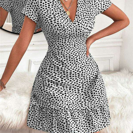 Charming V-Neck Printed Swing Dress for Women - Très Elite