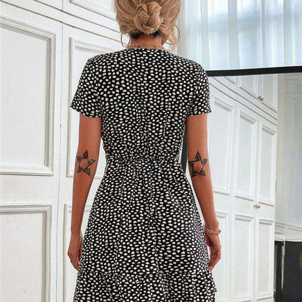 Charming V-Neck Printed Swing Dress for Women - Très Elite