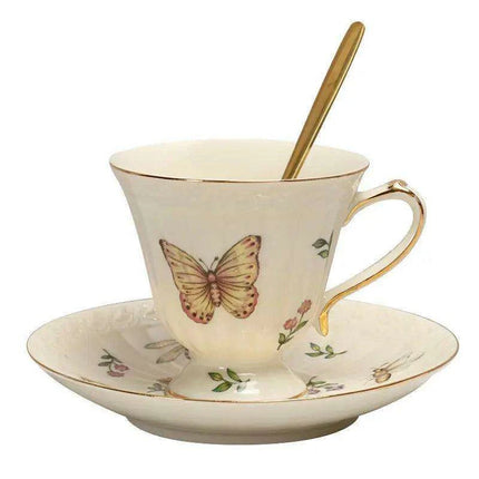 Charming Vintage-Inspired Butterfly Bone China Tea and Coffee Set - Très Elite