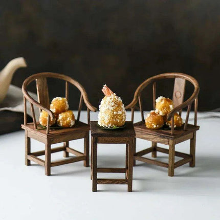 Charming Vintage Sushi Presentation Set with Miniature Table and Chair - Très Elite
