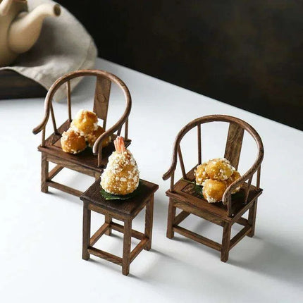 Charming Vintage Sushi Presentation Set with Miniature Table and Chair - Très Elite