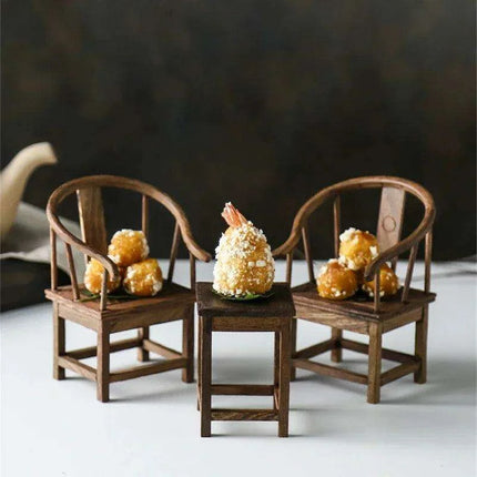 Charming Vintage Sushi Presentation Set with Miniature Table and Chair - Très Elite