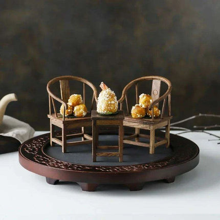 Charming Vintage Sushi Presentation Set with Miniature Table and Chair - Très Elite