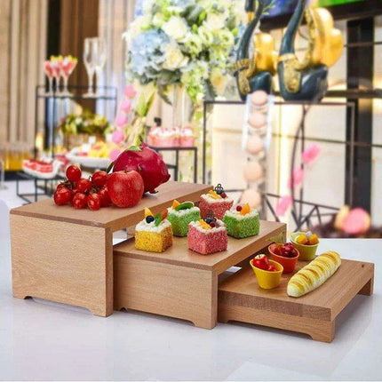 Charming Vintage Wooden Multi-Tier Treat and Snack Display Rack for Events and Celebrations - Très Elite