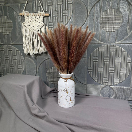 Charming White and Blush Dried Floral Reed Grass Arrangement - 15 Stems, 50-60cm for Home and Event Styling - Très Elite