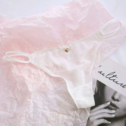 Charming Women's Sheer T-Back Thongs with Playful Strawberry and Cherry Print - Low-Waisted Seamless Sexy Underwear - Très Elite