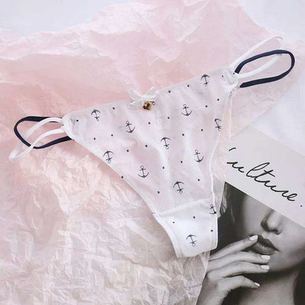 Charming Women's Sheer T-Back Thongs with Playful Strawberry and Cherry Print - Low-Waisted Seamless Sexy Underwear - Très Elite