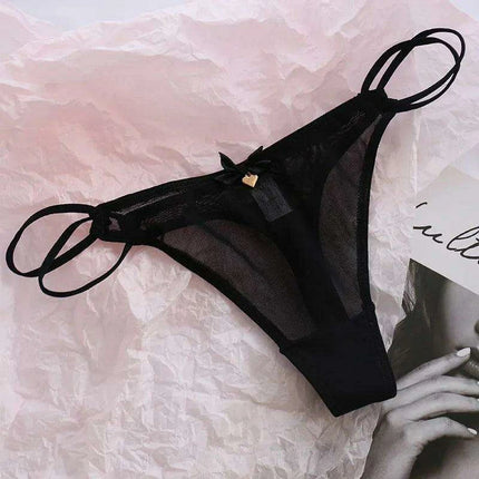 Charming Women's Sheer T-Back Thongs with Playful Strawberry and Cherry Print - Low-Waisted Seamless Sexy Underwear - Très Elite