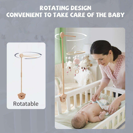 Charming Wooden Bear Mobile Stand with Soothing Lullabies for a Peaceful Nursery - Très Elite