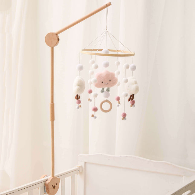 Charming Wooden Bear Mobile Stand with Soothing Lullabies for a Peaceful Nursery