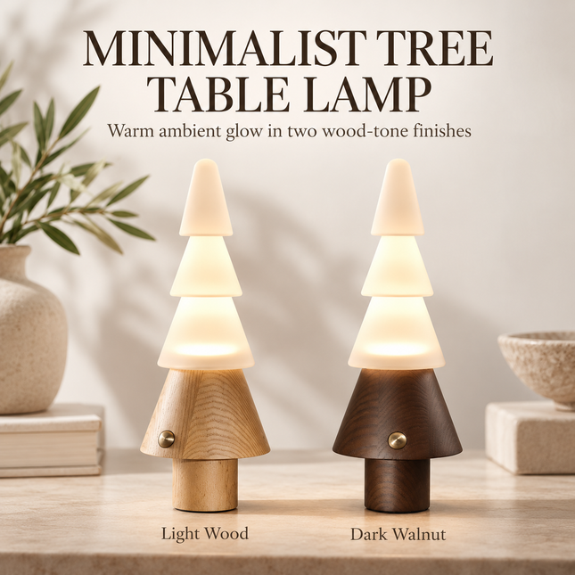 Rechargeable Tree-Shaped LED Table Lamp in Wood and Acrylic