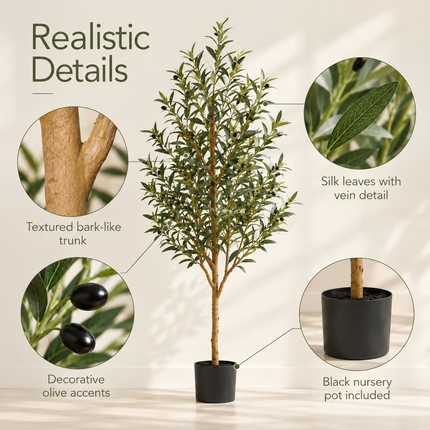 Artificial Olive Tree with Adjustable Branches — 5, 6 or 7 ft