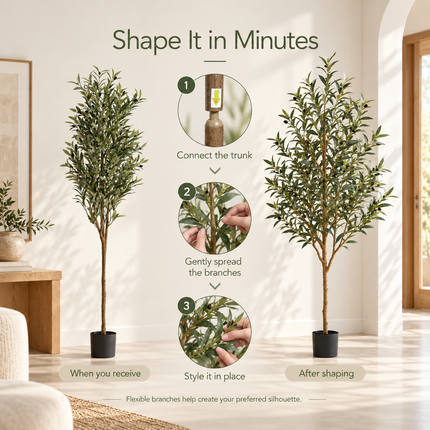 Artificial Olive Tree with Adjustable Branches — 5, 6 or 7 ft
