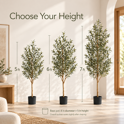Artificial Olive Tree with Adjustable Branches — 5, 6 or 7 ft