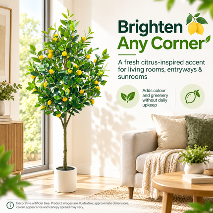 Artificial Lemon Tree in Pot – 150 cm or 180 cm Artificial Trees 150cm-180cm-fake-plant-artificial-lemon-tree-realistic-lemon-and-leaves-faux-potted-greenery-plants-for-home-office-decoration Home & Kitchen > Home Décor Products > Artificial Plants & Flowers > Artificial Trees