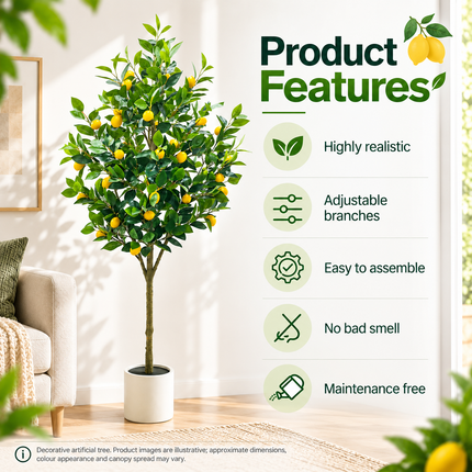 Artificial Lemon Tree in Pot – 150 cm or 180 cm Artificial Trees 150cm-180cm-fake-plant-artificial-lemon-tree-realistic-lemon-and-leaves-faux-potted-greenery-plants-for-home-office-decoration Home & Kitchen > Home Décor Products > Artificial Plants & Flowers > Artificial Trees