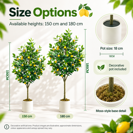 Artificial Lemon Tree in Pot – 150 cm or 180 cm Artificial Trees 150cm-180cm-fake-plant-artificial-lemon-tree-realistic-lemon-and-leaves-faux-potted-greenery-plants-for-home-office-decoration Home & Kitchen > Home Décor Products > Artificial Plants & Flowers > Artificial Trees