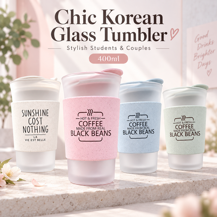 Adorable Kawaii Korean-Inspired 400ml Glass Water Bottles - Perfect for Students and Couples - Très Elite