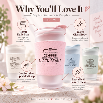 Adorable Kawaii Korean-Inspired 400ml Glass Water Bottles - Perfect for Students and Couples - Très Elite