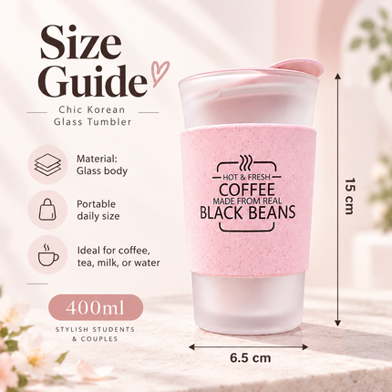 Adorable Kawaii Korean-Inspired 400ml Glass Water Bottles - Perfect for Students and Couples - Très Elite