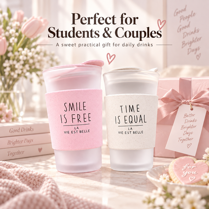 Adorable Kawaii Korean-Inspired 400ml Glass Water Bottles - Perfect for Students and Couples - Très Elite