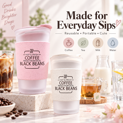 Adorable Kawaii Korean-Inspired 400ml Glass Water Bottles - Perfect for Students and Couples - Très Elite