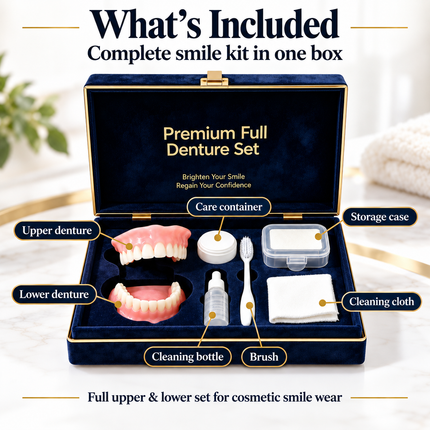 Shop1102854268 Comfort Fit Silicone Denture Kit - Realistic Smile, Dai Dentures comfort-fit-silicone-denture-kit-full-set-upper-lower-teeth-realistic-smile-veneers-daily-wear-2 Health & Beauty > Oral Care > Dentures & Dental Appliances