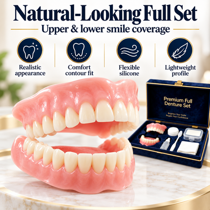 Shop1102854268 Comfort Fit Silicone Denture Kit - Realistic Smile, Dai Dentures comfort-fit-silicone-denture-kit-full-set-upper-lower-teeth-realistic-smile-veneers-daily-wear-2 Health & Beauty > Oral Care > Dentures & Dental Appliances