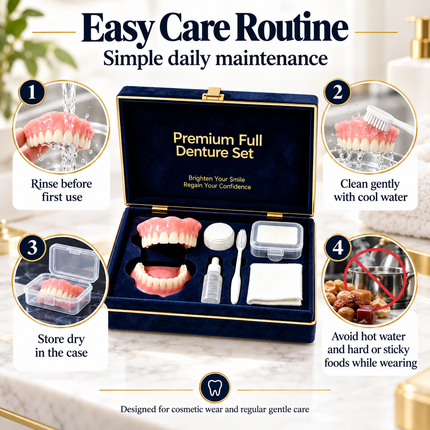 Shop1102854268 Comfort Fit Silicone Denture Kit - Realistic Smile, Dai Dentures comfort-fit-silicone-denture-kit-full-set-upper-lower-teeth-realistic-smile-veneers-daily-wear-2 Health & Beauty > Oral Care > Dentures & Dental Appliances