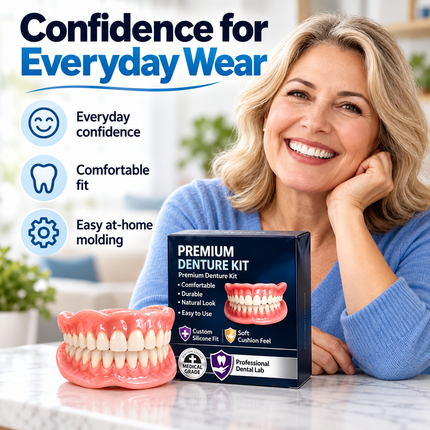 JJ3848 Premium Temporary Denture Kit - Comfort Custom Fit, Medical-Gra Snap-On Veneers premium-temporary-denture-kit-medical-grade-silicone-false-teeth-comfort-custom-fit-for-missing-teeth-restoration-jj3848 Health & Beauty > Oral Care > Dentures & Dental Appliances
