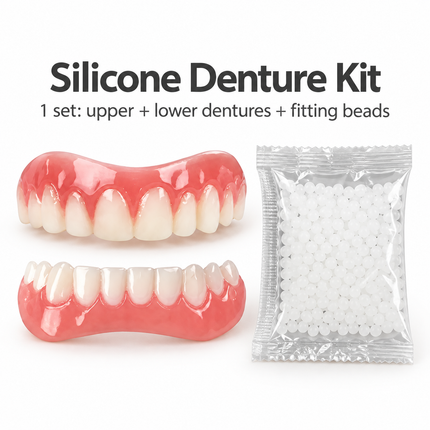 Denture Silicone Liner Kit — Soft Cushion Liners for Upper & Lower Dentures Denture Cleaners denture-silicone-kit-silicone-liners-soft-kit-soft-denture-kit-teeth-upper-and-lower-set-easy-use-dental-care Health & Beauty > Oral Care > Dentures & Dental Appliances > Denture Adhesives & Accessories