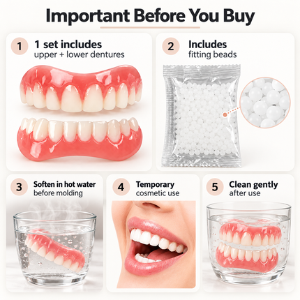 Denture Silicone Liner Kit — Soft Cushion Liners for Upper & Lower Dentures Denture Cleaners denture-silicone-kit-silicone-liners-soft-kit-soft-denture-kit-teeth-upper-and-lower-set-easy-use-dental-care Health & Beauty > Oral Care > Dentures & Dental Appliances > Denture Adhesives & Accessories