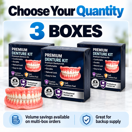 JJ3848 Premium Temporary Denture Kit - Comfort Custom Fit, Medical-Gra Snap-On Veneers premium-temporary-denture-kit-medical-grade-silicone-false-teeth-comfort-custom-fit-for-missing-teeth-restoration-jj3848 Health & Beauty > Oral Care > Dentures & Dental Appliances