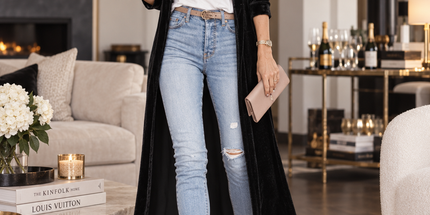 Women's Loose Velvet Long Coat with Elastic Waist | Peekaboo Studio Overcoats european-and-american-womens-loose-gold-velvet-elastic-long-coat Clothing, Shoes & Jewelry > Women > Clothing > Coats > Velvet Coats