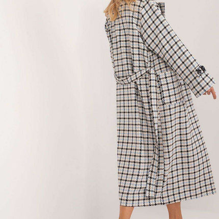 Checkered Cotton-Nylon Blend Long Coat - Très Elite