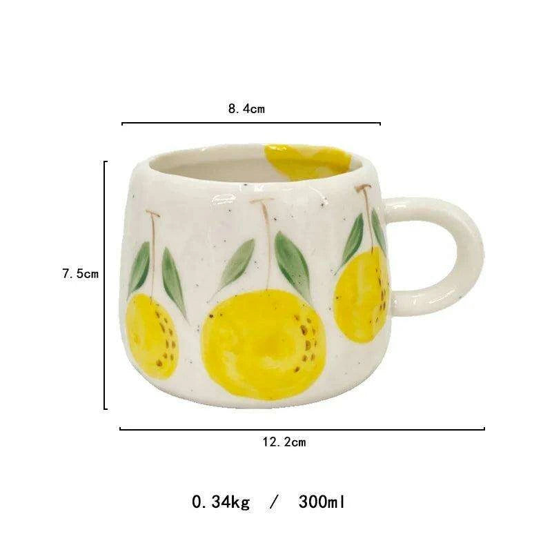 Cheerful Fruit-Themed 300ml Ceramic Mug & Plate Set – Ideal Gift for Children and Breakfast Enthusiasts - Très Elite