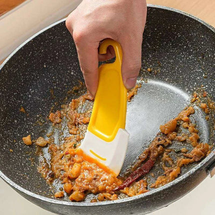 Cheerful Yellow & White Silicone Kitchen Scraper Kit for Effortless Cleanup - Très Elite