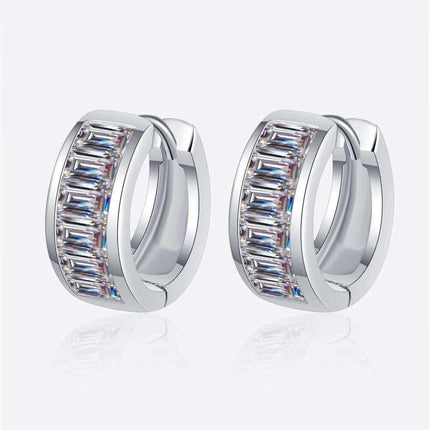 Chic 1.8 Carat Lab-Diamond Silver Huggie Earrings - An Essence of Elegance..