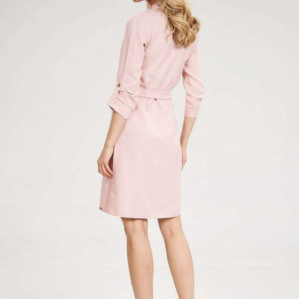 Chic 3/4 Sleeve Button-Down Shirt Dress with Functional Pockets - Très Elite
