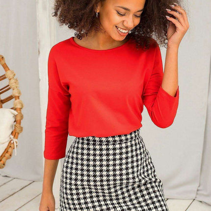 Chic 3/4 Sleeve Cotton Blend Blouse - Très Elite