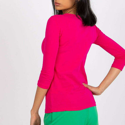 Chic 3/4 Sleeve Cotton-Spandex Blouse - Très Elite