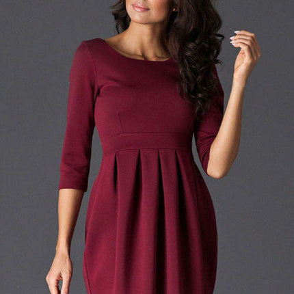 Chic 3/4 Sleeve Day Dress with Discreet Zipper - Timeless Elegance - Très Elite