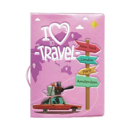 Chic 3D Printed Passport Holder with Card Slots and Faux Leather Texture - Très Elite