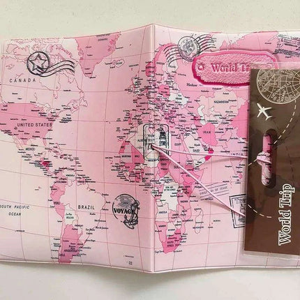 Chic 3D Printed Passport Holder with Card Slots and Faux Leather Texture - Très Elite