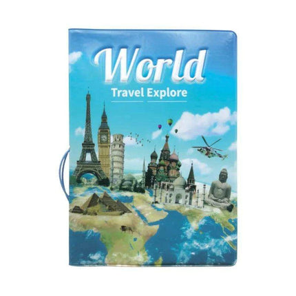 Chic 3D Printed Passport Holder with Card Slots and Faux Leather Texture - Très Elite