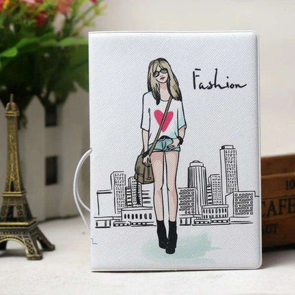 Chic 3D Printed Passport Holder with Card Slots and Faux Leather Texture - Très Elite