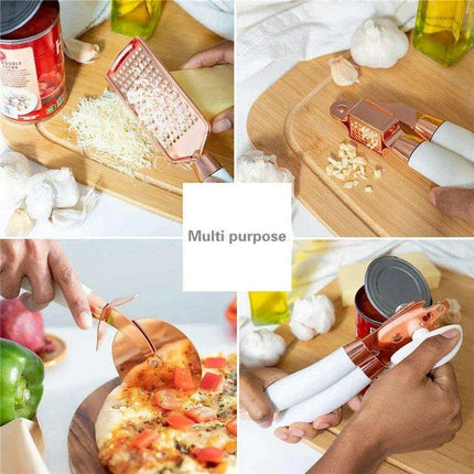 Chic 7-Piece Rose Gold Kitchen Utensil Collection with Stainless Steel Accents - Très Elite