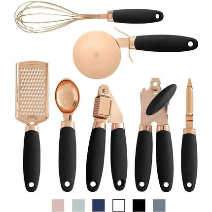 Chic 7-Piece Rose Gold Kitchen Utensil Collection with Stainless Steel Accents - Très Elite