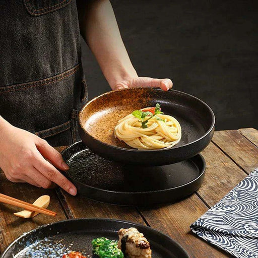 Chic 8-Inch Japanese-Inspired Ceramic Plate for Serving Pizza and Pasta - Très Elite